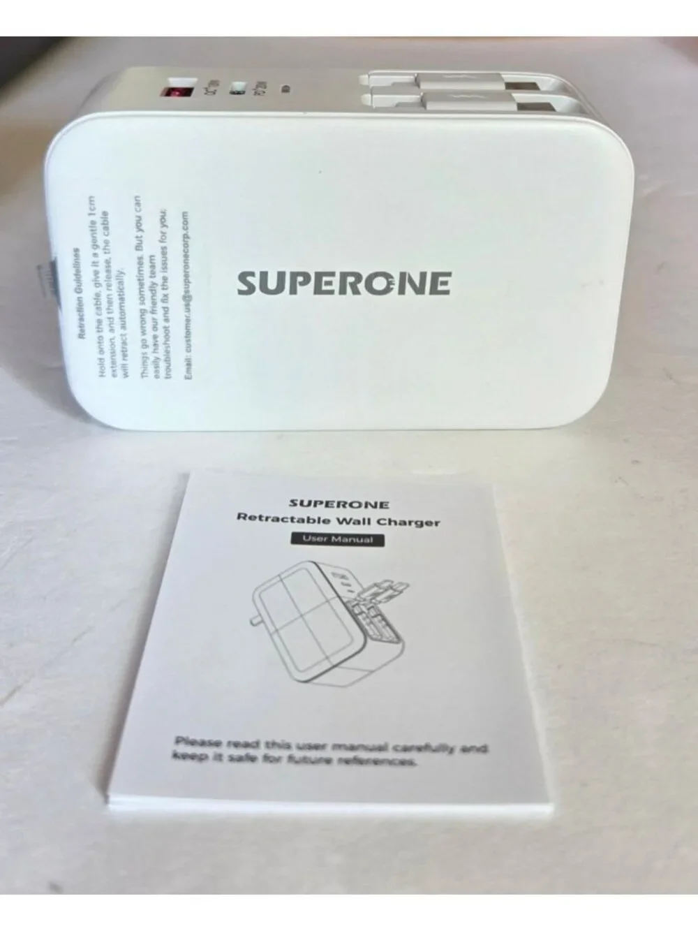 SUPERONE 4-In-1 Retractable Wall Charger Dual USB-C Cables 78W Fast Charging
